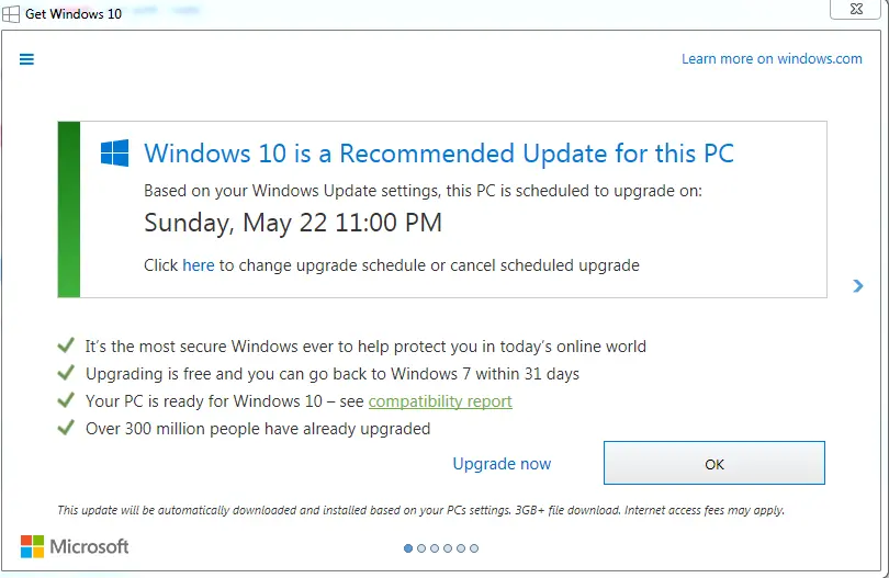 By May 2016, Microsoft had changed the application again. Now, clicking on the white X at the top-right screen did nothing. The end-user&#039;s system would still upgrade to Windows 10, even though the end-user attempted to prevent it. This change earned MS a lawsuit and widespread accusations of malware-like tactics.  Changing the behavior of the "X" is what&#039;s known as a &#039;dark pattern&#039; — a deliberate subversion of what the end-user expects to achieve the opposite result. 