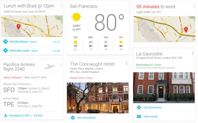 То, что Google Now выглядело в тот же день.