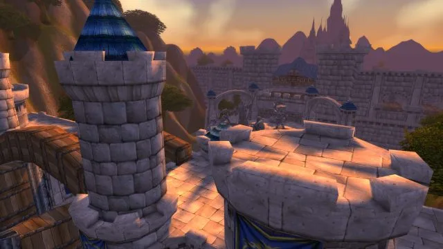 Наближається класичний Stormwind на Ye Olde Royal Gryphon. Кафедральний собор маячить великим містом, коли ви підходите, пішки чи птахи.