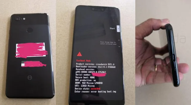Leaked Pixel 3 XL Фотографии: Google объявляет нот, пропустил точку