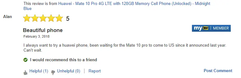 Huawei Had Fans залишили більше 100 підроблених оглядів для Mate 10 Pro [Оновлення]