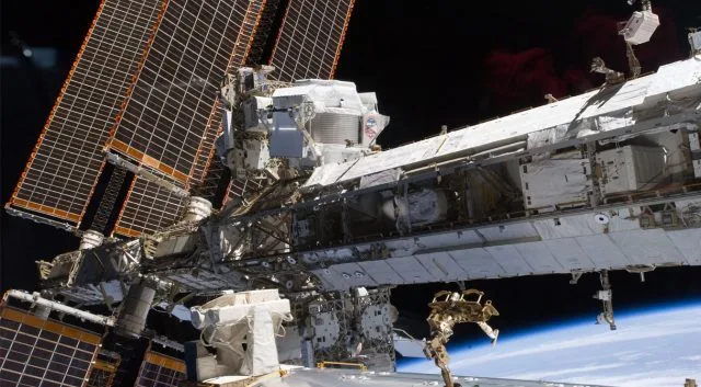 The AMS mounted to the exterior of the ISS.