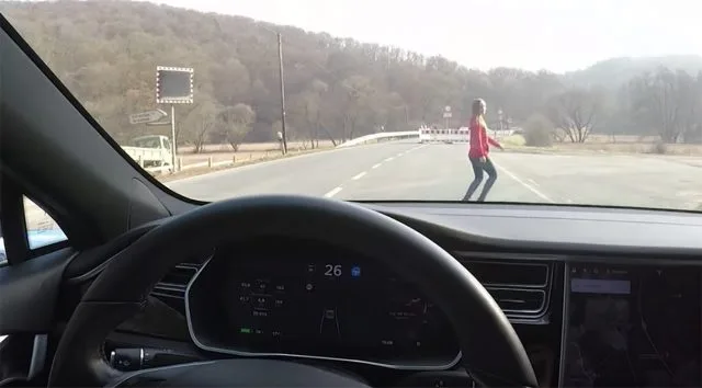 30-Любов? Dude Tests Tesla Auto-Braking, використовує дружину як тест-опору