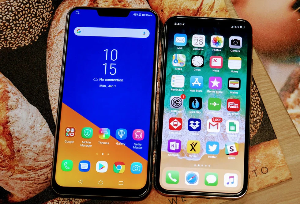 Zenfone 5 і iPhone X.