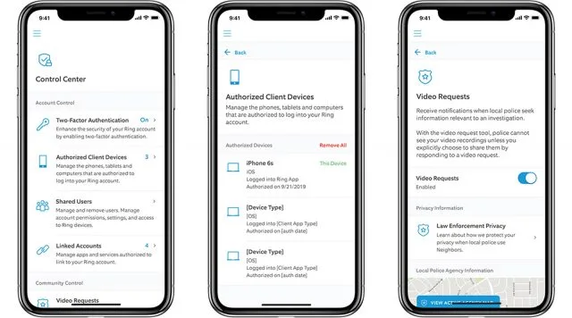 Ring App Update позволяет отключить Police Видео запросы
