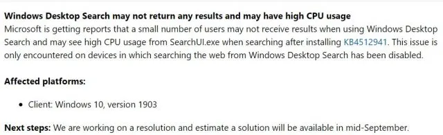 Microsoft: Останнє оновлення Windows 10 1903 може спричинити шипи CPU,
