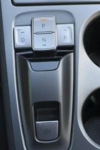 Kona EV’s console shifter.