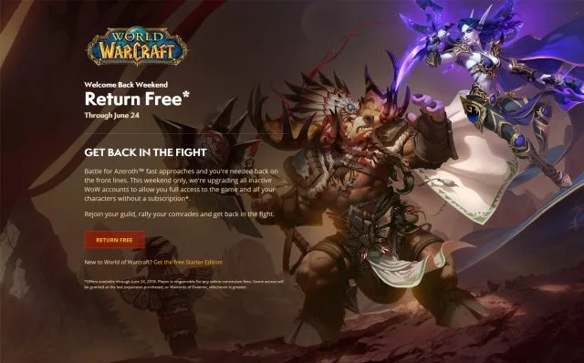 World of Warcraft бесплатно играть в эти выходные для всех предыдущих подписчиков
