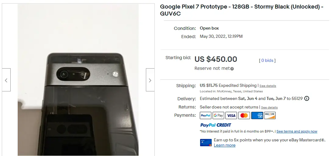 Google Pixel 7 з’являється на eBay на півроку раніше