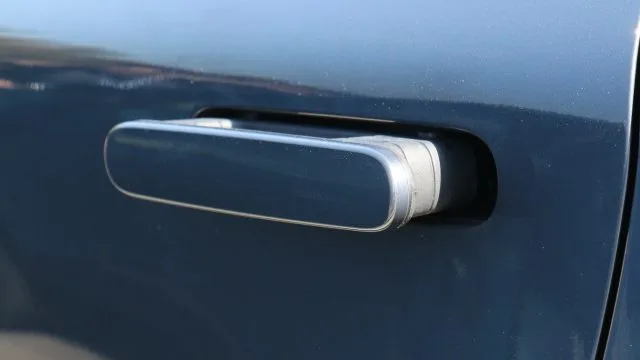 Recessed door handles pop out when the driver approaches the car.