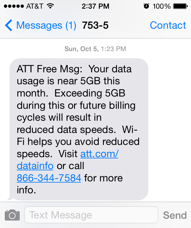 Раскрытие информации: Я являюсь одним из клиентов AT & T, которые были пойманы этой проблемой. Изображение с моего телефона, около октября 2014 года.