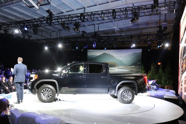 The AT4 off-roading version of the full-size GMC Sierra pickup.