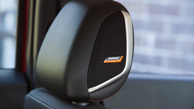 The Kicks SR Premium Package edition ($22K) includes the Bose Personal Plus sound system. A pair of 2.5-inch UltraNearfield neodymium speakers in the driver headrest can be tuned to provide music for the driver, the entire cabin, or in between. The system sounds great.