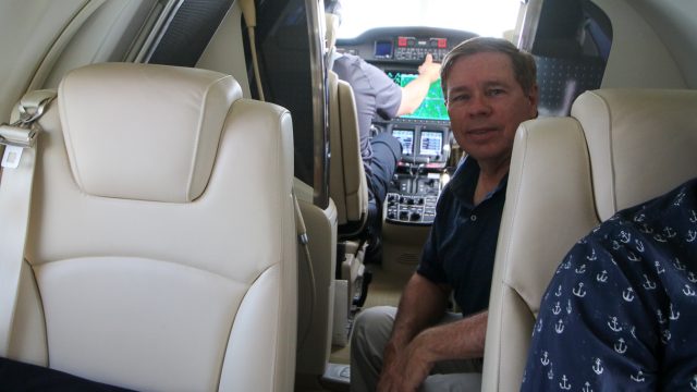  writer Bill Howard in the side-facing, fifth passenger cabin seat. It doesn&#039;t recline, but it beats driving to meet up with the four passengers who fly in greater comfort.