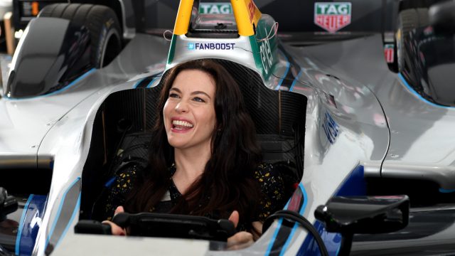 Celebs: Actress Liv Tyler in a racecar in the paddock. (Credit: LAT/Formula E)