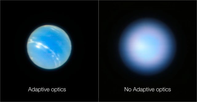 Без адаптивной оптики VLT едва может разглядеть Neptune.