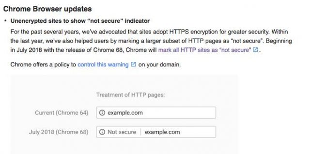 Напоминание: Google повернуть на HTTPS по умолчанию завтра