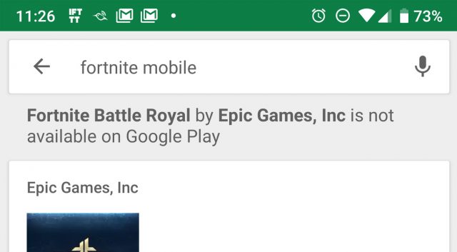 Google Play Store сообщает, что у вас нет Fortnite