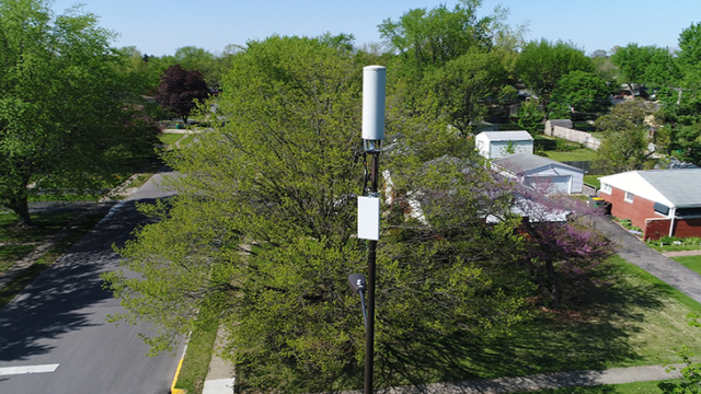 A Verizon 5G small cell antenna.