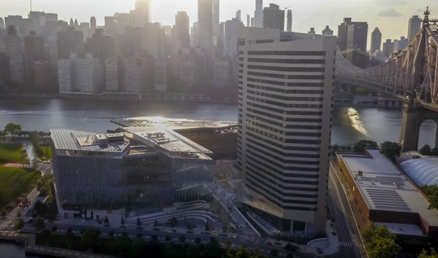 Amazon HQ in New York’s Long Island City would look out on the new Cornell Tech campus in the East River with Manhattan in the background. (Photo: Cornell Tech. Main photo: Bill Howard)