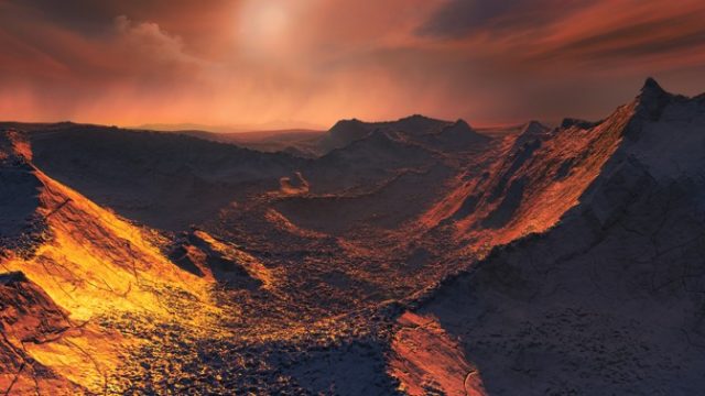 This image shows an artist’s impression of the planet’s surface.