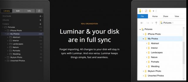 Організаційна система, що орієнтована на папки Luminar, - це дихання свіжим повітрям, оскільки це означає, що ви можете залишити своє подання зображень самостійно, а не блокувати у певну систему постачальників