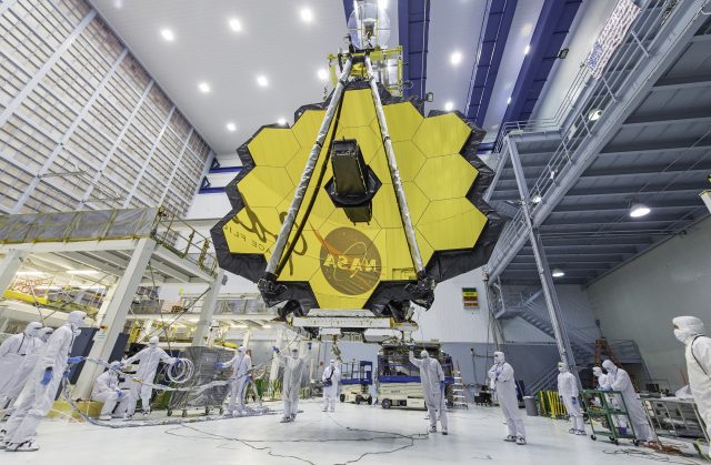 The Webb telescope’s segmented mirror.