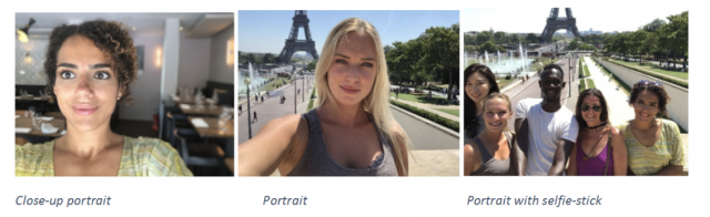 Selfies captured with subject distances ranging from about a foot out to several feet.