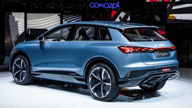 Haven&#039;t we seen this Audi EV SUV before? Uh, no. Audi has lots going on, including five future EVs. The Audi Q4 e-tron is a compact concept with a big battery, 82 kWh, for up to 280 miles range (450 km), with rear or front-rear motors. A 125-kW recharge rate (half what Tesla Supercharger does) recharges 224 miles (80 percent) in 30 minutes. Best guess is it ships late 2020.