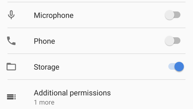 App permission settings. 