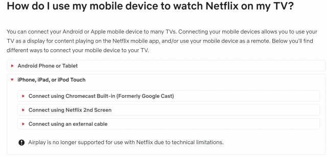 Netflix стверджує, що вона вбила підтримку Apple AirPlay для захисту клієнтів