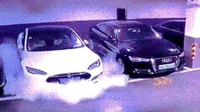 April 21 Tesla fire in Shanghai, captured on a security camera.