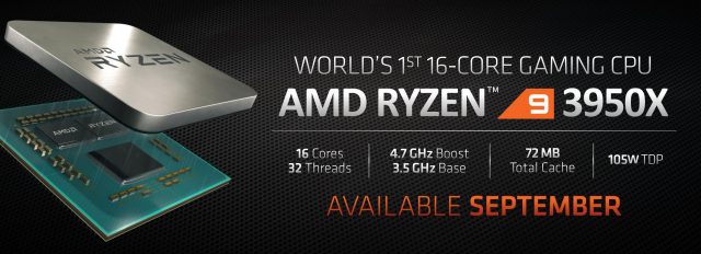 AMD Announces 16-Core Ryzen 9 3950X 7nm Desktop CPU