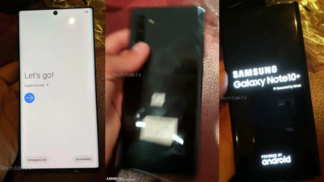 Leaked photos of the supposed Galaxy Note 10 with centered hole punch camera.