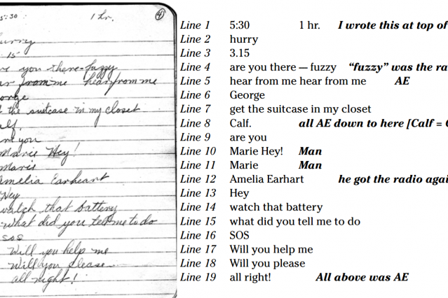 George "get the suitcase in the closet" may be a message to Earhart&#039;s husband. Click to enlarge, Ctrl-Click to open in a separate window. 