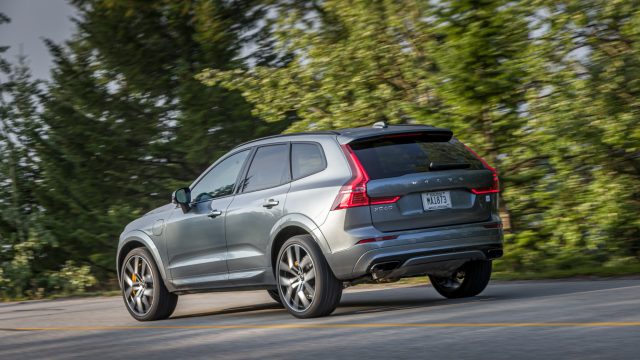 The XC60 has good cargo capacity for a small SUV. Kick under the rear bumper, with the key in your pocket or bag, and the tailgate opens. 