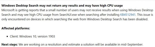 Microsoft: Latest Windows 10 1903 Update Can Cause CPU Spikes, Break D