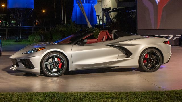 The Corvette C8 convertible in profile.