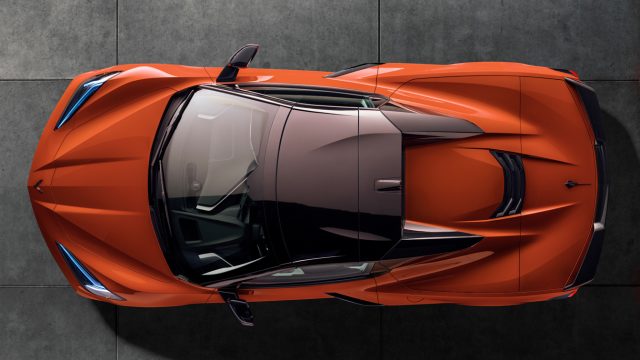 The 2020 Chevrolet Corvette Stingray Convertible, top view.