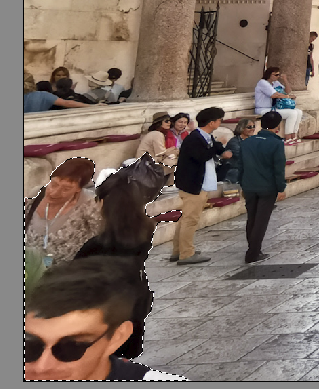 Quick selection of tourists to remove from the original image