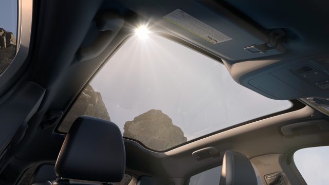 A huge moonroof is optional. But no sunshade. Ford says the glass is treated to keep passengers comfortable. 