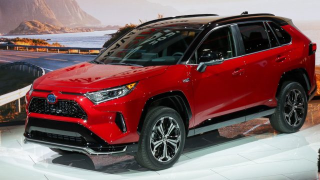 Meet the NASCAR Edition 2021 Toyota RAV4 Prime. Or so it seems. The beast is a plug-in hybrid ("Prime" in Toyota lingo) that gets 302 hp from the four-cylinder engine and electric motor and claims a 5.8-second 0-60 time. In battery mode, it runs 39 miles. When that runs out, it reverts to hybrid mode and 37 mpg economy. The RAV4 Prime arrives this summer in sporty SE and luxury XSE trims.