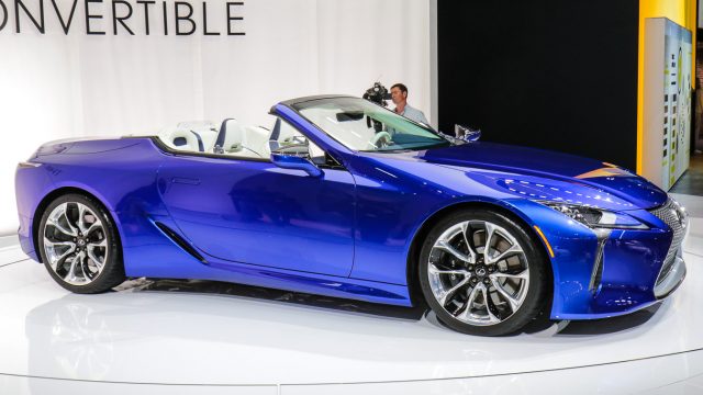 The perfect upscale car for SoCal may be the 2021 Lexus LC 500 convertible, a two-seater with a 471-hp V8 (see, not every LA Auto Show car is a hybrid or EV), and a 10.3-inch display and infotainment system supporting Apple CarPlay and Android Auto. It competes with the Mercedes-Benz SL and the BMW 8 Series. The grille is still huge but we&#039;re getting used to it. The LC 500 ships next summer.