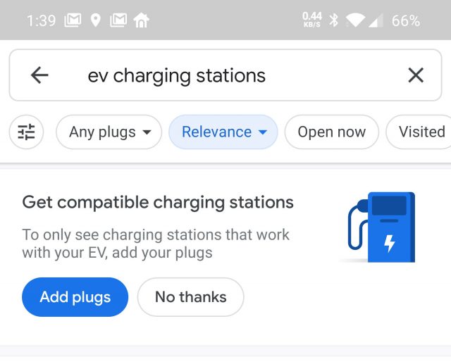 The popup appears when you search for charging stations, but there’s a menu in the settings as well.