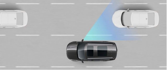 Kia Blind-Spot View Monitor has a rear-facing camera in each outside mirror covering twice the angle of a flat mirror. When you flick the turn signal, video of that side appears in the instrument panel.