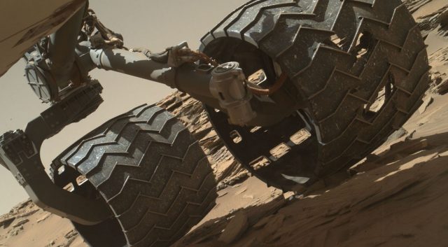 Even careful positional awareness can’t save Curiosity’s wheels from Mars’ pointy rocks.