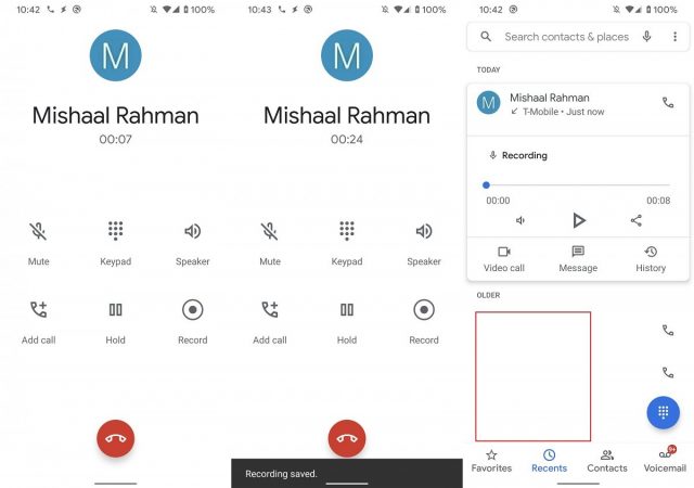 An example of the call recording feature as it currently exists, via XDA.