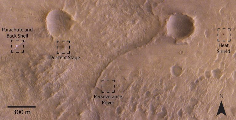 Mars Orbiter Spots New Perseverance Lander on Surface