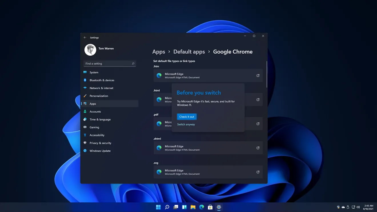 Windows 11 Makes It Tougher to Change Your Default Web Browser