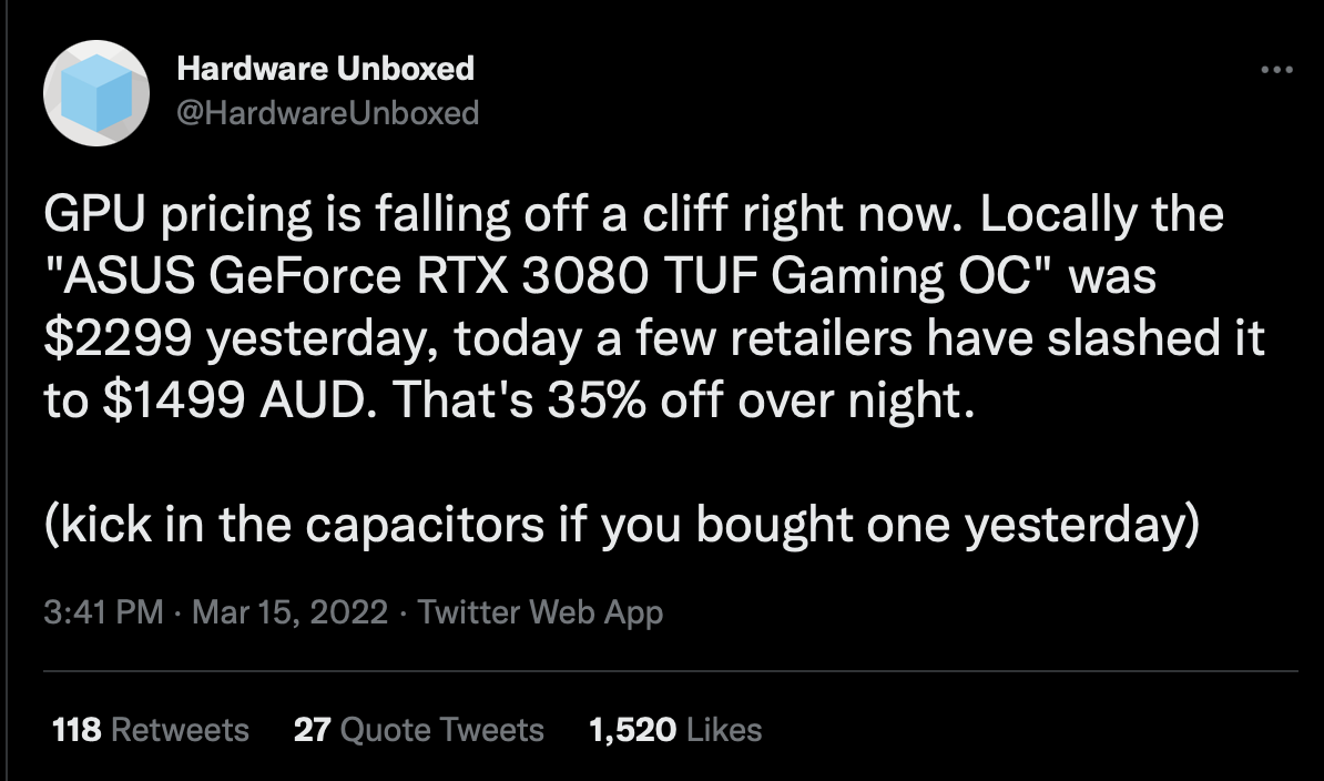 RTX 3080 Prices Plummet Overnight (in Australia)